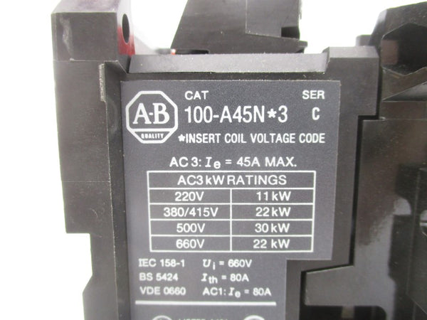 ALLEN BRADLEY 100-A45NJ3 SER. C 24V (BR/YL) NSMP