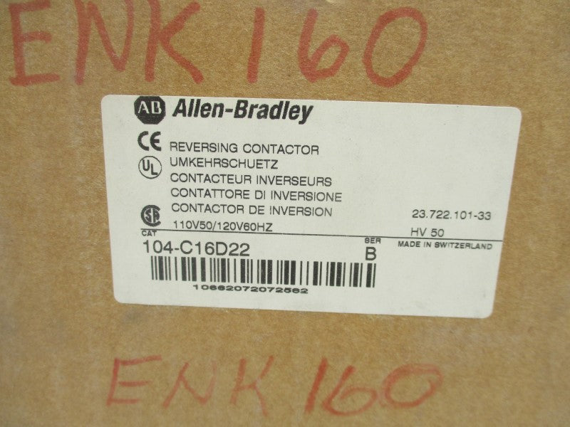 ALLEN BRADLEY 104-C16D22 SER. B 110/120V (BR/WH) NSMP