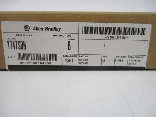 ALLEN BRADLEY 1747-SDN SER. B F/W 6.002 24VDC REV. A01 NSMP