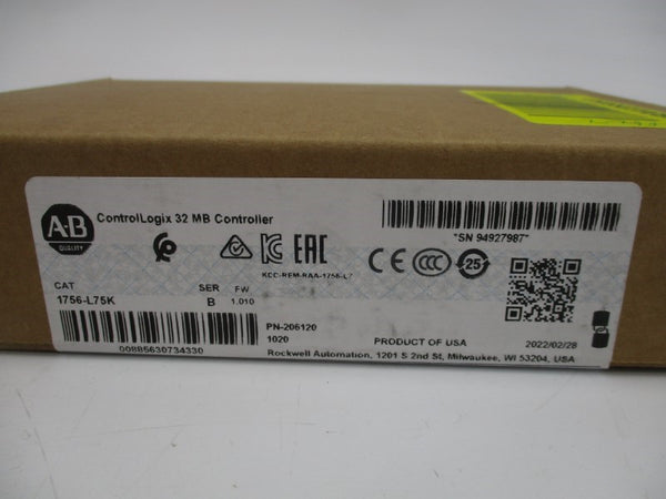ALLEN BRADLEY 1756-L75K SER. B F/W 1.010 DATE:2022 NSFS