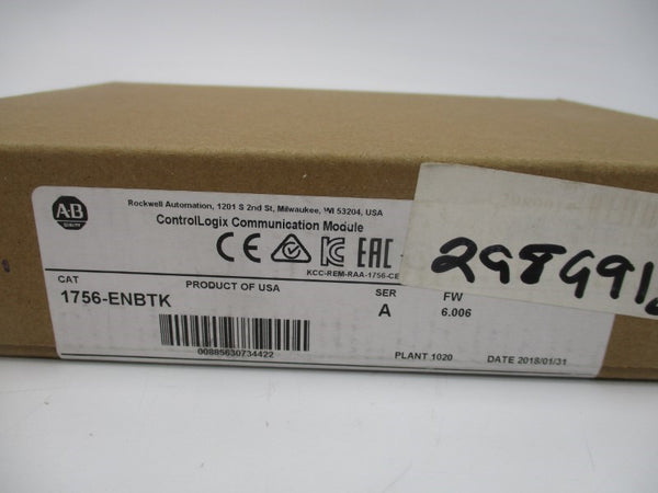 ALLEN BRADLEY 1756-ENBTK SER. A F/W 6.006 DATE:2018 NSFS