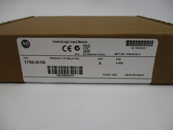 ALLEN BRADLEY 1756-IA16I SER. A F/W 3.003 DATE:2013 NSFS