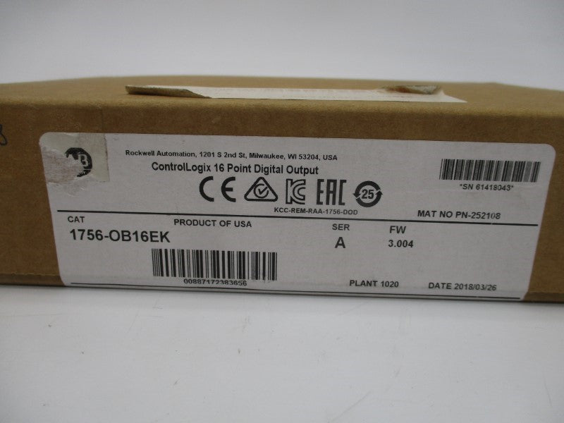 ALLEN BRADLEY 1756-OB16EK SER. A F/W 3.004 DATE:2018 NSFS