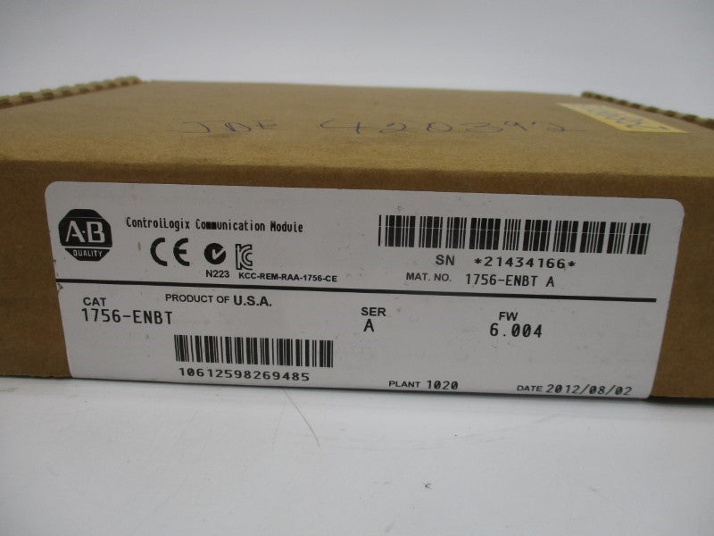 ALLEN BRADLEY 1756-ENBT SER. A F/W 6.004 DATE: 2012 NSFS