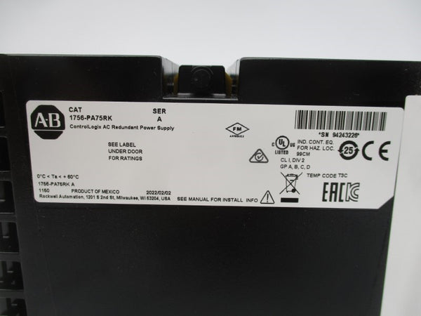 ALLEN BRADLEY 1756-PA75RK SER. A (BR/WH) NSMP