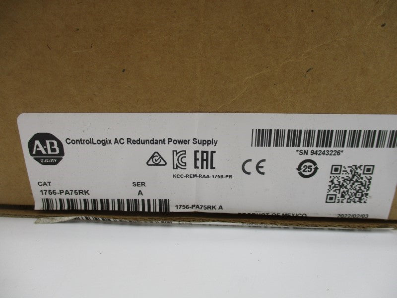 ALLEN BRADLEY 1756-PA75RK SER. A (BR/WH) NSMP