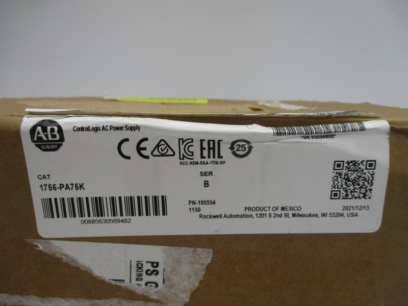 ALLEN BRADLEY 1756-PA75K SER. B 120/240VAC (BR/WH) NSMP
