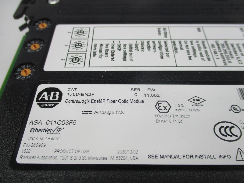 ALLEN BRADLEY 1756-EN2F SER. C F/W 11.002 5.1VDC NSMP