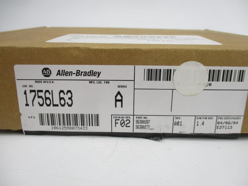 ALLEN BRADLEY 1756-L63 SER. A F/W 1.4 24VDC REV. A01 NSMP