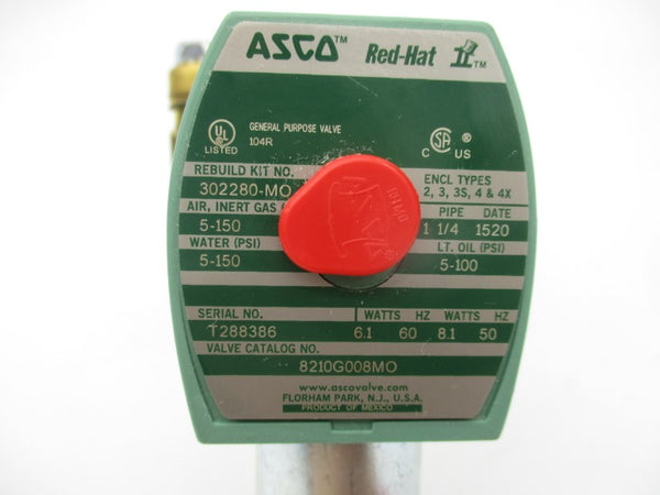 ASCO 8210G008MO 110/120V 5-150PSI 1-1/4" NSNP