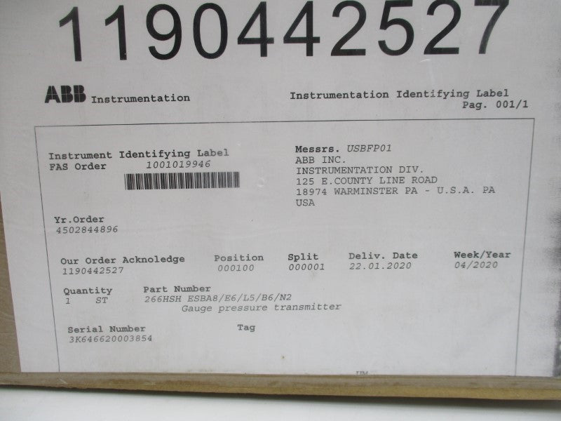 ABB 266HSHESBA8E6L5B6N2 NSMP