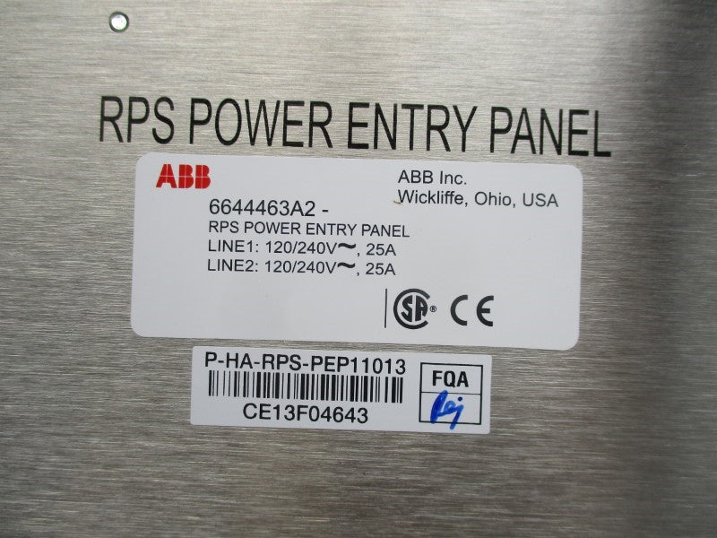 ABB 6644463A2 9-HA-RPS-PEP11013 120/240V 25A NSMP