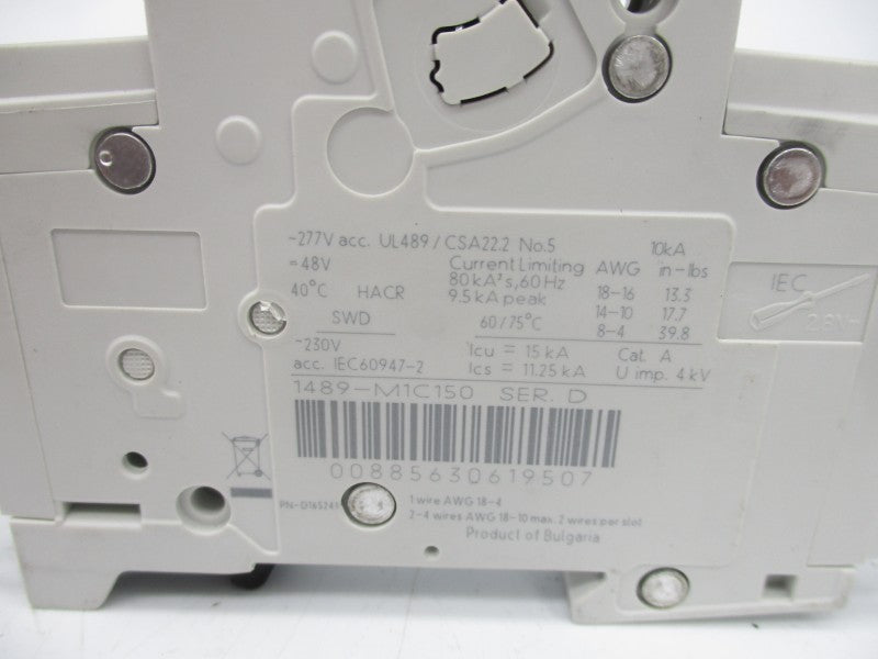 ALLEN BRADLEY 1489-M1C150 SER. D 277V 15A NSNP