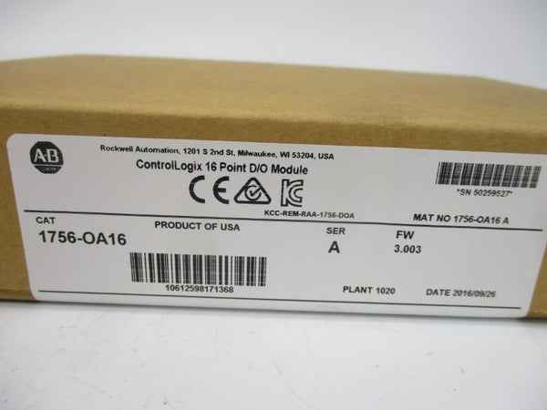 ALLEN BRADLEY 1756-OA16 SER. A F/W 3.003 DATE:2016 NSFS