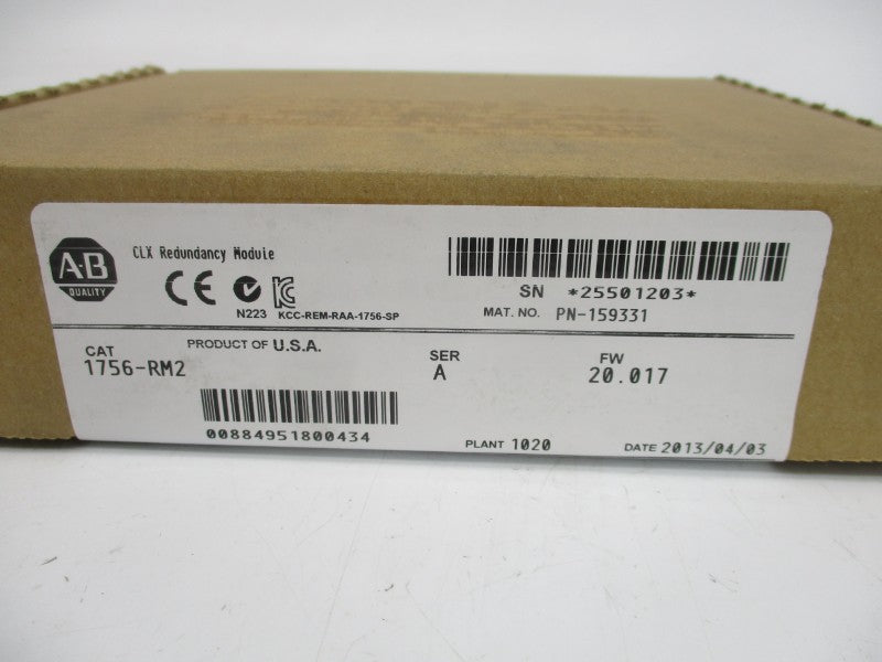 ALLEN BRADLEY 1756-RM2 SER. A F/W 20.017 DATE:2013 NSFS