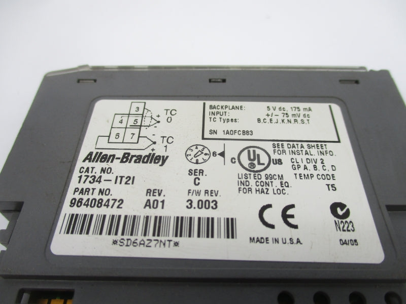 ALLEN BRADLEY 1734-IT2I SER. C F/W 3.003 5VDC REV. A01 UNMP