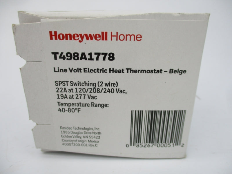 HONEYWELL T498A1778 277VAC 19A 40-80'F NSFS