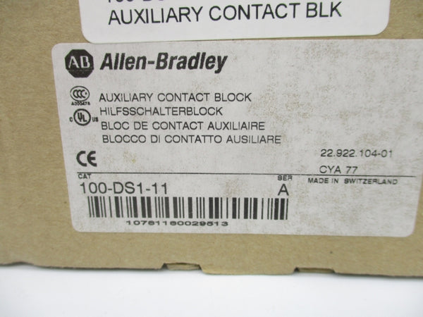 ALLEN BRADLEY 100-DS1-11 SER. A 600VAC 10A (BR/WH) NSMP