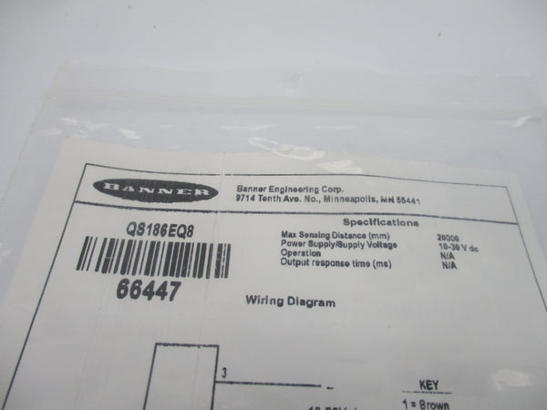 BANNER ENGINEERING QS186EQ8 66447 10-30VDC NSMP