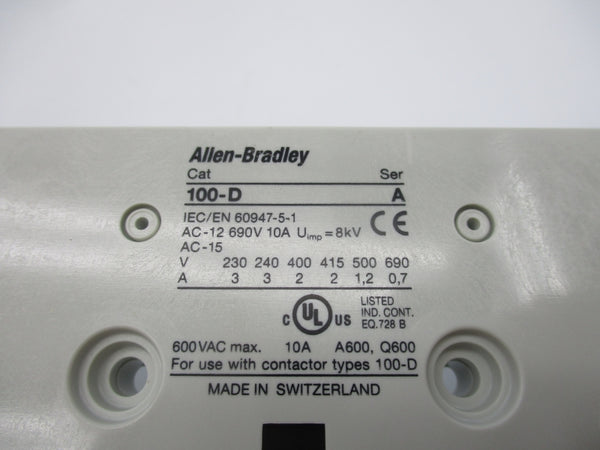 ALLEN BRADLEY 100-DS1-B11H SER. A 600VAC 10A NSMP