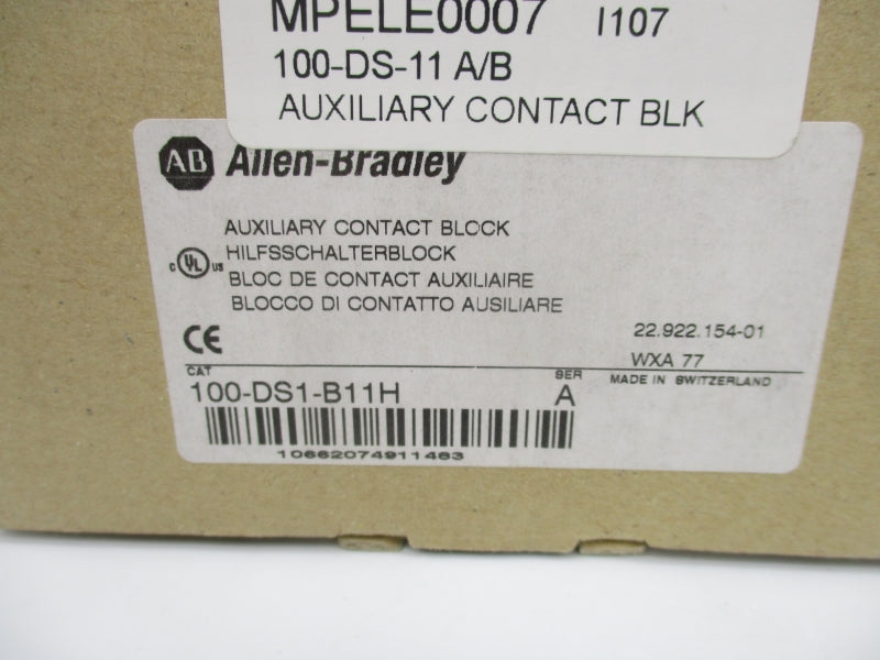 ALLEN BRADLEY 100-DS1-B11H SER. A 600VAC 10A NSMP