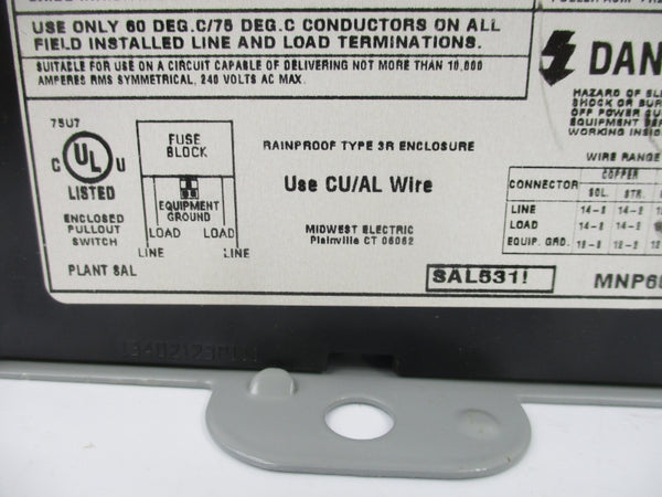 MIDWEST ELECTRIC U035F2 240VAC 30A NSNP