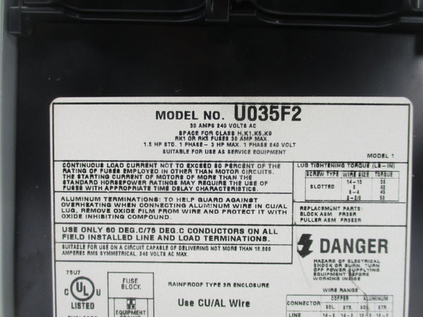 MIDWEST ELECTRIC U035F2 240VAC 30A NSNP