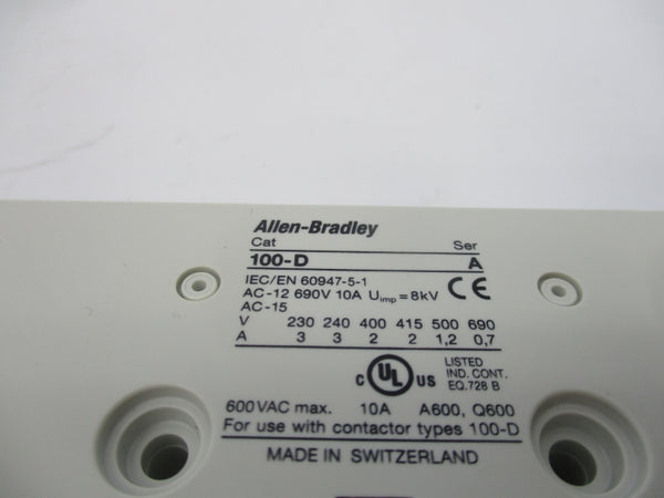 ALLEN BRADLEY 100-DS1-B11H 600VAC 10A NSNP