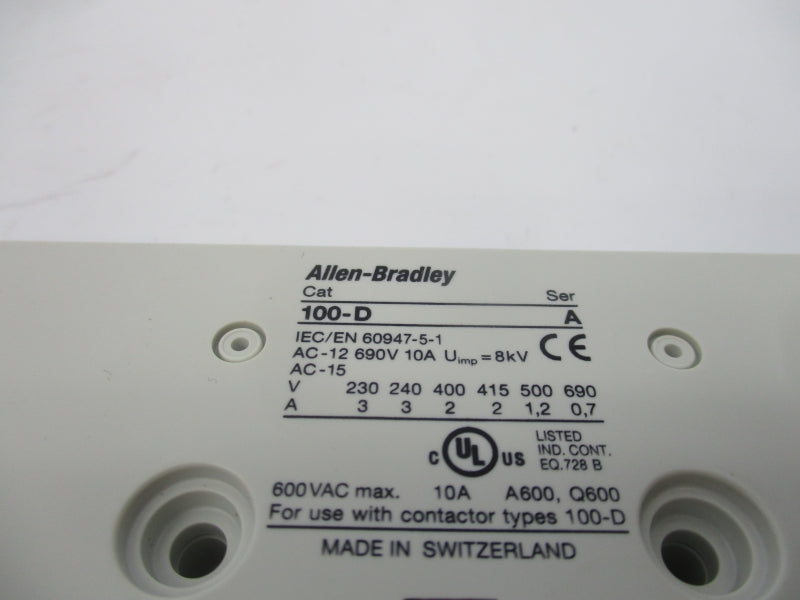 ALLEN BRADLEY 100-DS1-B11H 600VAC 10A NSNP
