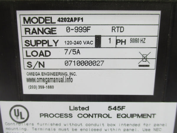 OMEGA 4202APF1 120-240VAC 7/5A 0-999'F UNMP