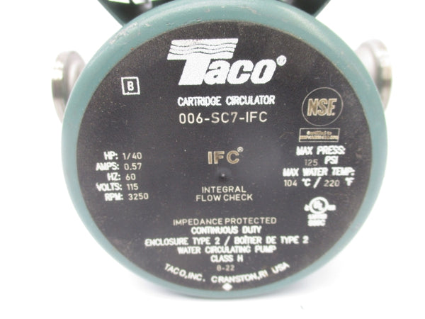 TACO 006-SC7-IFC 115V 0.57A 1/40HP 3250RPM UNMP