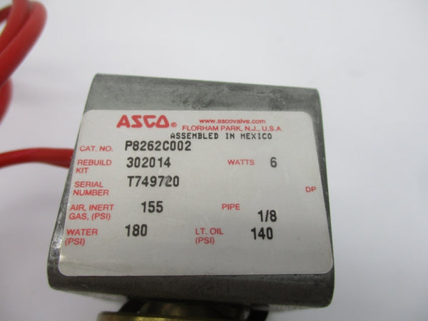 ASCO P8262C002 110/120V 140-180PSI 1/8" UNMP