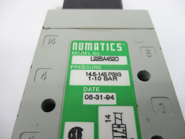 NUMATICS L22BA452O 110-120V 0.07A 14.5-145PSI NSNP