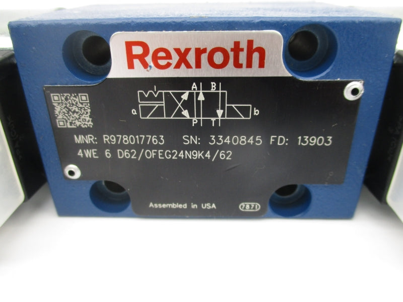 REXROTH R978017763 4WE 6 D62/0FEG24NK4/62 24VDC NSNP