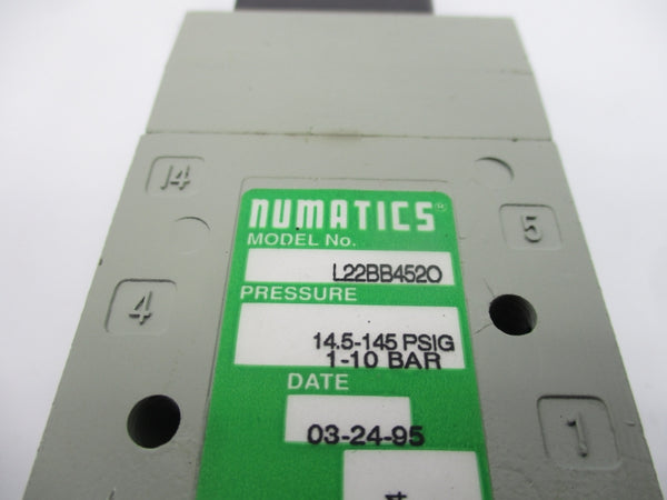 NUMATICS L22BB452O 110-120V 0.07A 14.5-145PSI NSNP