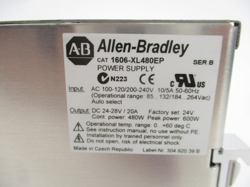 ALLEN BRADLEY 1606-XL480EP SER. B 20A 100-120/200-240VAC (WH) NSMP