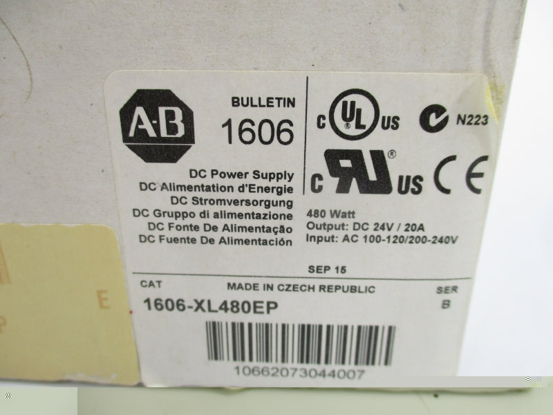 ALLEN BRADLEY 1606-XL480EP SER. B 20A 100-120/200-240VAC (WH) NSMP