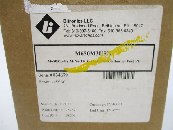 BITRONICS M650M3U521 115VAC NSMP