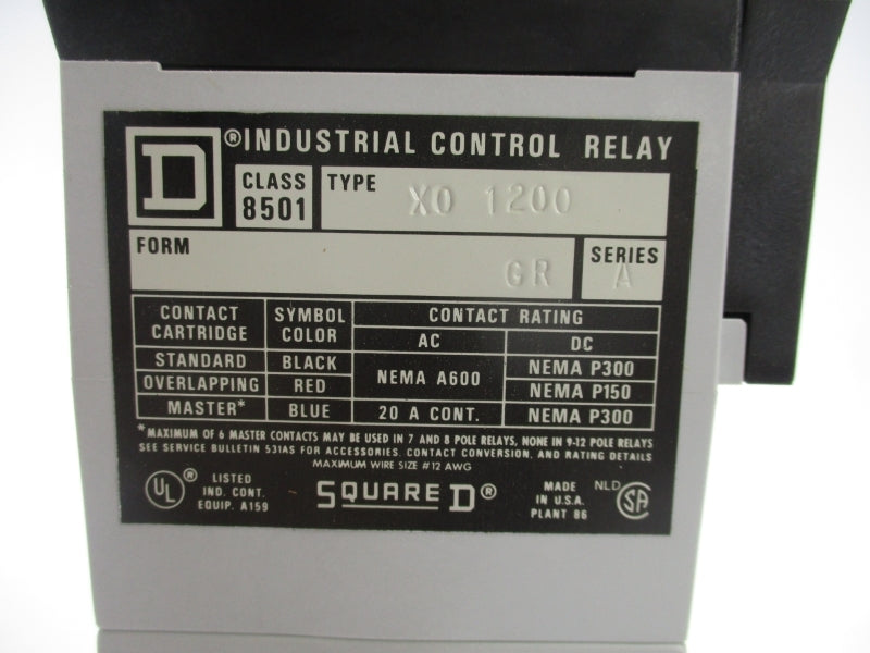 SQUARE D 8501 XO 1200 SER. A 110/120V NSNP