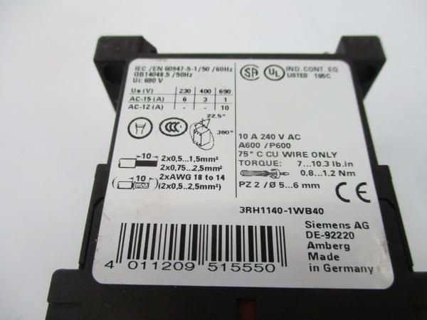 SIEMENS 3RH1140-1WB40 21-44VDC NSNP