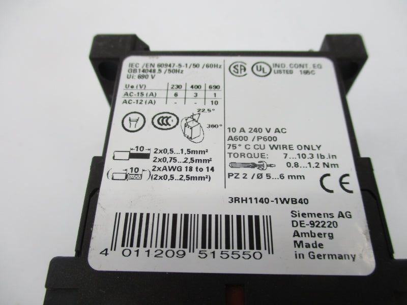 SIEMENS 3RH1140-1WB40 21-44VDC NSNP