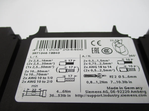 SIEMENS 3RT1046-1BB40 24VDC NSNP
