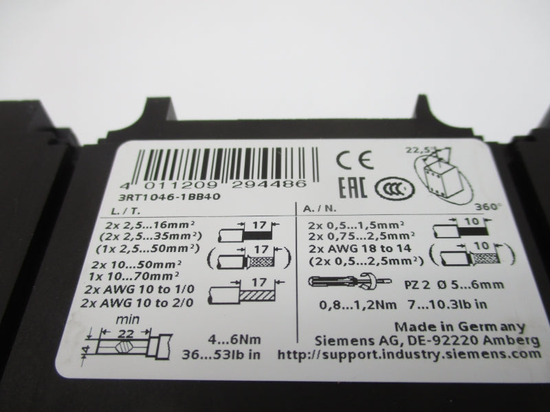 SIEMENS 3RT1046-1BB40 24VDC NSNP