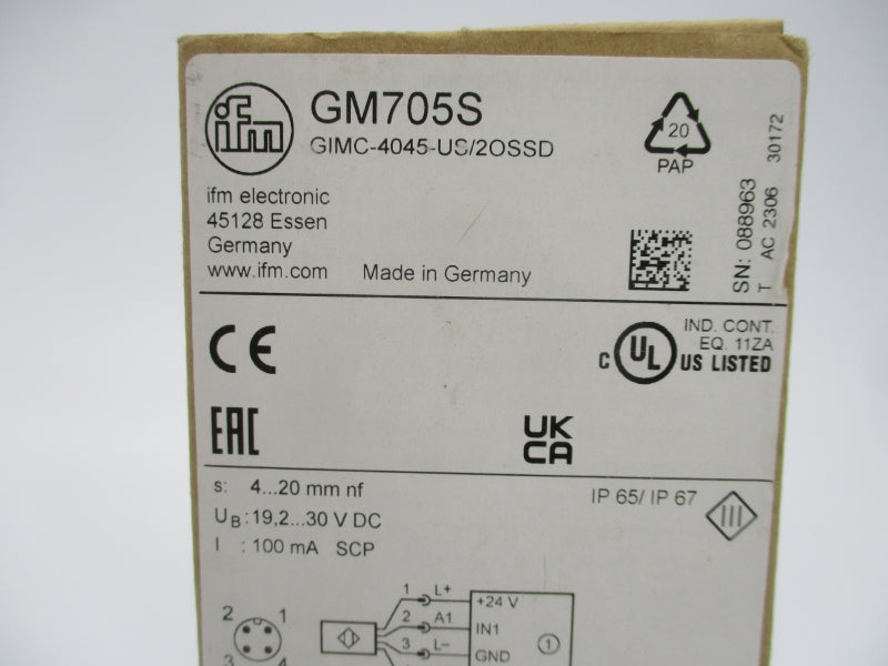 IFM EFECTOR GM705S GIMC-4045-US/2OSSD 19.2-30VDC NSMP