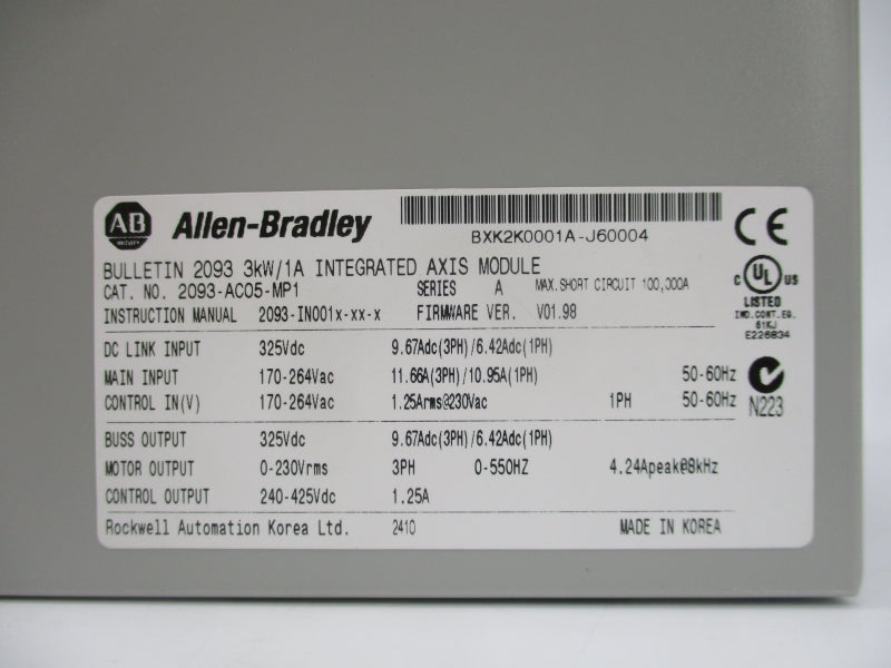 ALLEN BRADLEY 2093-AC05-MP1 SER. A F/W 1.98 NSMP