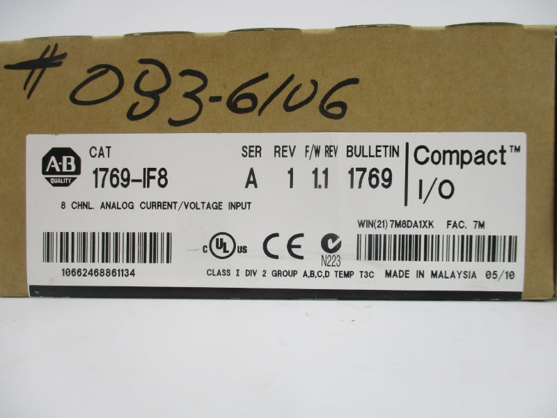 ALLEN BRADLEY 1769-IF8 SER. A F/W 1.1 DATE: 2010 REV. 1 NSFS