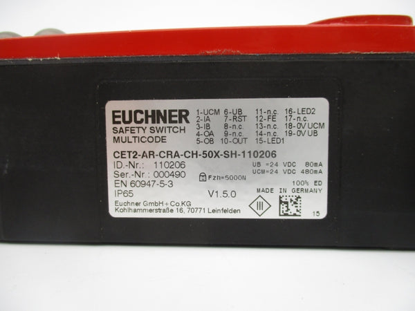 EUCHNER CET2-AR-CRA-CH-50X-SH-110206 24VDC NSMP