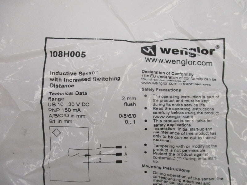 WENGLOR I08H005 10-30VDC NSMP