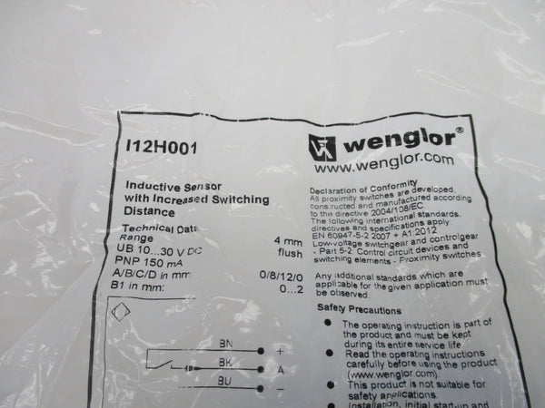 WENGLOR I12H001 10-30VDC NSMP