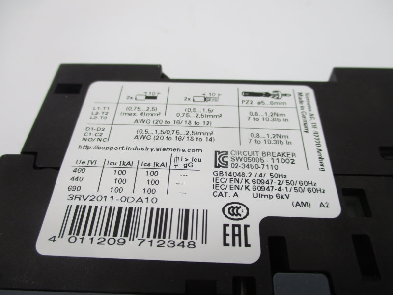SIEMENS 3RV2011-0DA10 600V 0.22-0.32A NSMP